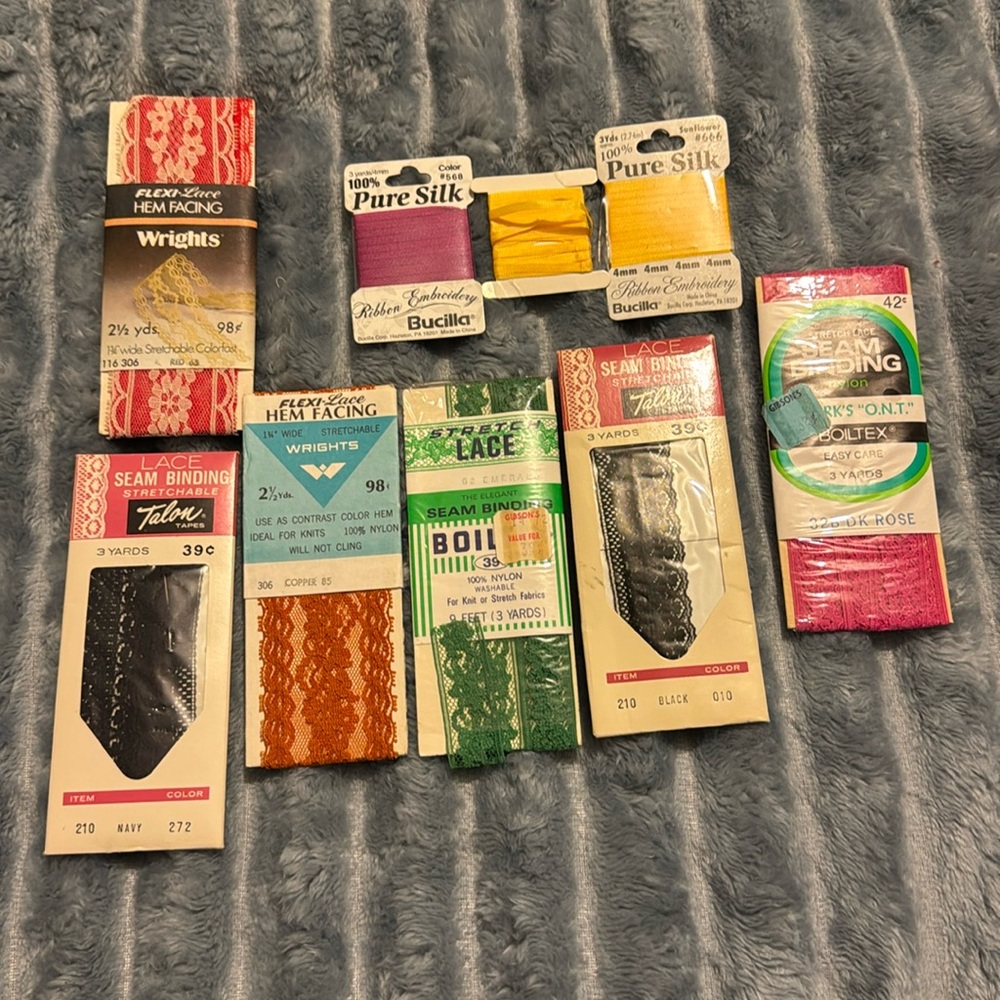 Lot of vintage lace trim and ribbon embroidery.